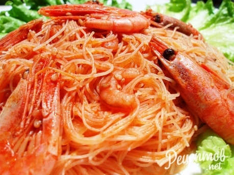 Лапша рисовая с креветками